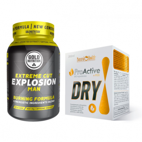 Quemagrasas Gold Nutrition Extreme Cut Explosion 120 caps + DRY Hyperthrophy ProActive 20 viales